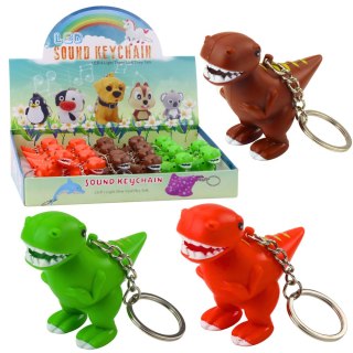 Brelok Do Kluczy Plecaka Dinozaur Latarka LED Dźwięki Zielony LEAN TOYS