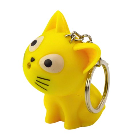 Brelok Do Kluczy Plecaka Kotek Latarka LED Dźwięki Szary LEAN TOYS