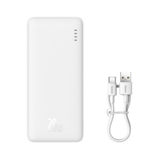 Powerbank Airpow 20W 10000mAh z kablem USB-A - USB-C 30cm - biały BASEUS