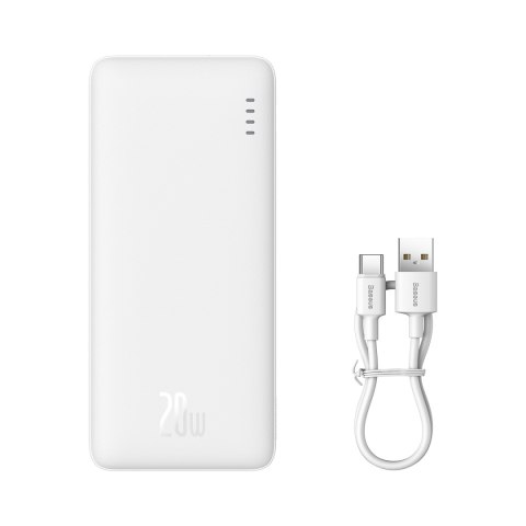 Powerbank Airpow 20W 10000mAh z kablem USB-A - USB-C 30cm - biały BASEUS