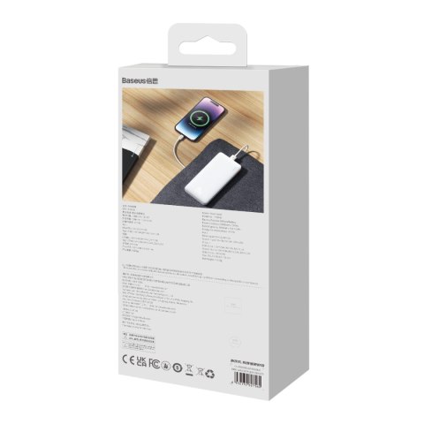 Powerbank Airpow 20W 10000mAh z kablem USB-A - USB-C 30cm - biały BASEUS