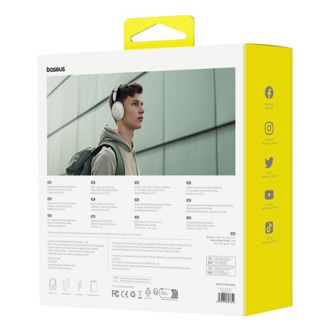 Słuchawki bezprzewodowe nauszne Bass 30 Max Bluetooth 5.3 - białe BASEUS