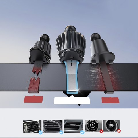 Uchwyt magnetyczny na telefon z ładowarką indukcyjną 15W na kratkę nawiewu - czarny JOYROOM