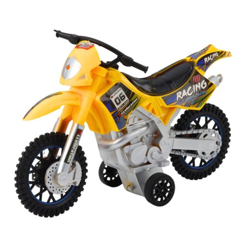 Motor Crossowy Off-Road Napęd Światła Dźwięki Żółty LEAN Toys