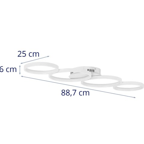 Lampa sufitowa nowoczesna LED z pilotem - 4 białe okręgi UNIPRODO