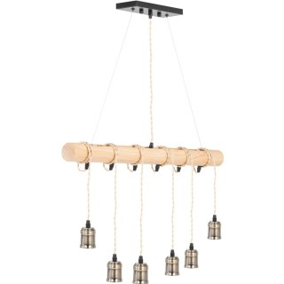 Lampa sufitowa wisząca LOFT 6 punktowa E27 - drewniana belka UNIPRODO