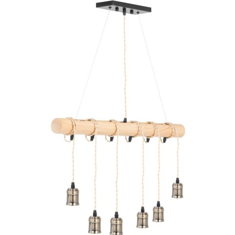 Lampa sufitowa wisząca LOFT 6 punktowa E27 - drewniana belka UNIPRODO