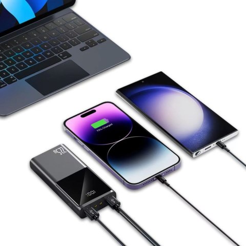 Powerbank PB13 20000mAh USB-A USB-C iPhone Lightning z kablem USB-C - USB-A 22.5W - szary Tech-Protect