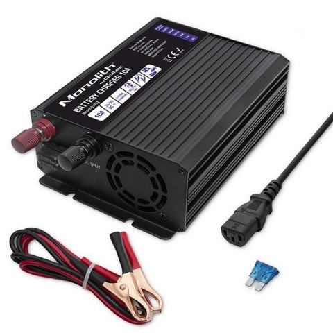 Inteligentna ładowarka Monolith do akumulatorów LiFePO4 AGM GEL SLA | 10A | 24V Qoltec