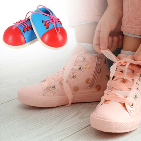 Buty drewniane do nauki sznurowania wiązania sznurowadeł 2 sztuki Kik Sp. z o. o. Sp. k.