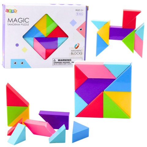 Klocki Magnetyczne Tangram Kolorowa Układanka Naklejki 9 el. LEAN Toys