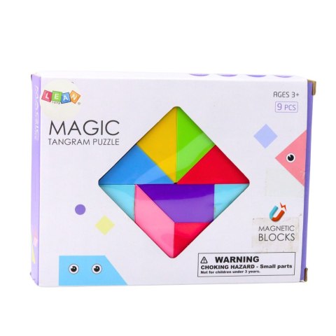 Klocki Magnetyczne Tangram Kolorowa Układanka Naklejki 9 el. LEAN Toys