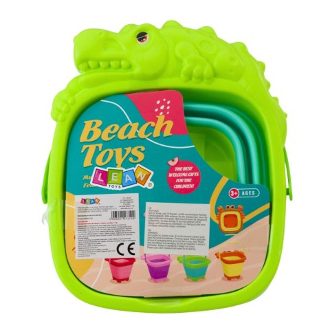 Składane Wiaderko Silikonowe Krokodyl Plażowe Zielone LEAN TOYS