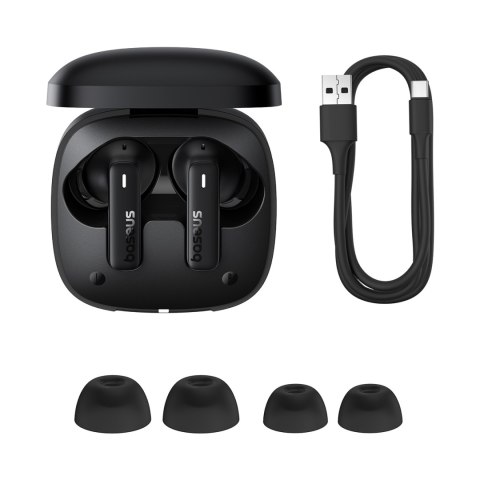 Słuchawki bezprzewodowe Bowie E19 TWS dokanałowe USB-C - czarne BASEUS