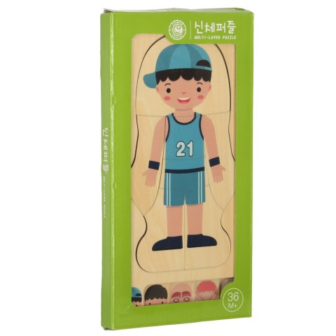 Puzzle drewniane warstwowe budowa ciała montessori chłopiec Kik Sp. z o. o. Sp. k.