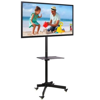 Stojak mobilny LCD/LED 23-55cali regulowany z półką, czarny Techly