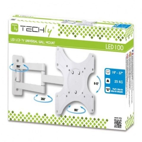 Uchwyt ścienny LCD/LED 19-37cali, podwójne ramię, regulowany, biały Techly