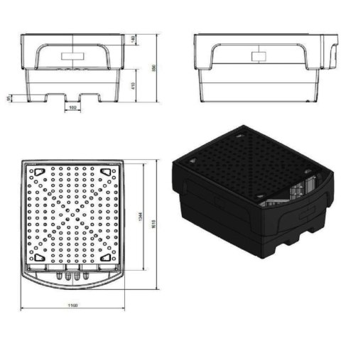 Wanna wychwytowa podstawa pod 1 zbiornik IBC 1100L plastikowa PE CEMO 10950 GSG24