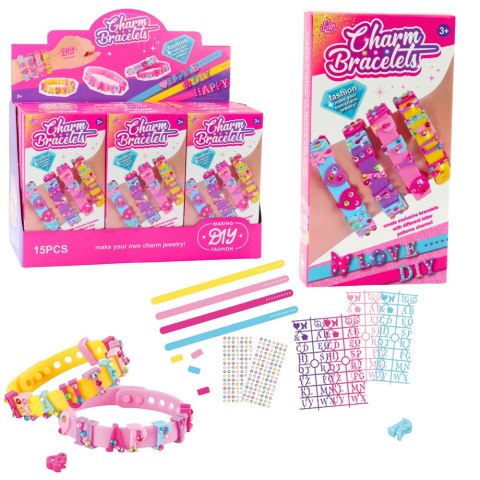 Zestaw Bransoletek DIY Zawieszki Litery 4 Bransoletki Regulowane LEAN TOYS