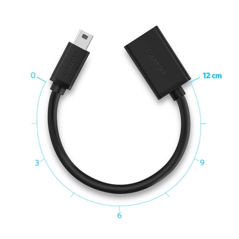 Adapter przejściówka mini USB-B (męski) - USB-A (żeński) OTG 10cm - szary UGREEN