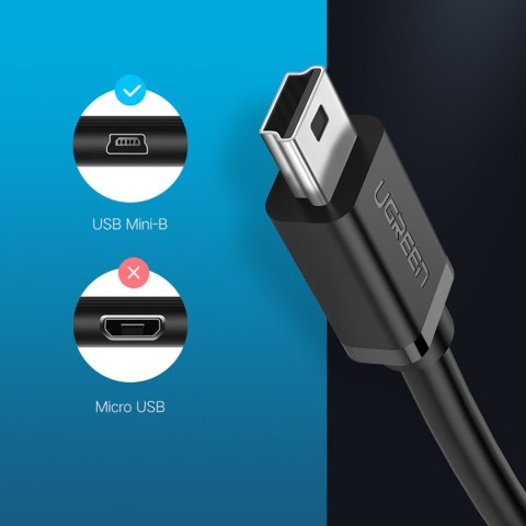 Adapter przejściówka mini USB-B (męski) - USB-A (żeński) OTG 10cm - szary UGREEN