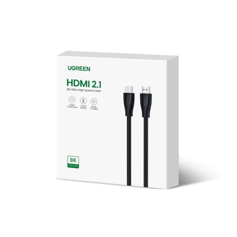 Kabel przewód audio video HDMI 2.1 8K 60Hz 4K 120Hz 1m - czarny UGREEN