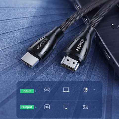 Kabel przewód audio video HDMI 2.1 8K 60Hz 4K 120Hz 1m - czarny UGREEN