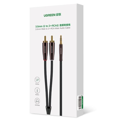 Kabel przewód miedziany audio 3.5mm mini jack - 2x RCA 2m UGREEN