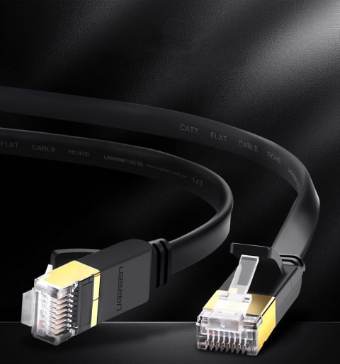 Płaski patchcord kabel przewód sieciowy LAN STP RJ45 Cat 7 10Gbps 3m czarny UGREEN