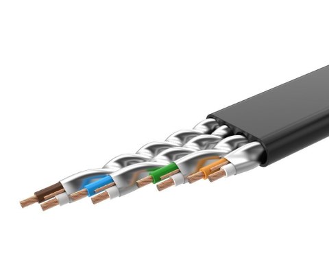Płaski patchcord kabel przewód sieciowy LAN STP RJ45 Cat 7 10Gbps 3m czarny UGREEN