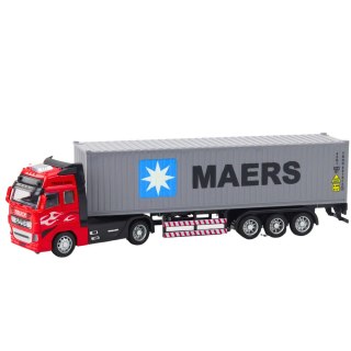 Ciężarówka Kontener Z Napędem Pull-Back Otwierane Drzwi Szaro Czerwona LEAN Toys