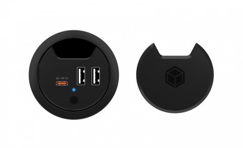 IB-HUB1407 3 Port ładowarka do biurka, 2x USB-A, 1x USB-C, otwór 60mm IcyBox