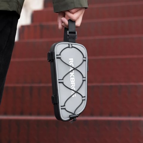 Torba sakwa rowerowa mocowana na ramę 0.9l - srebrna ROCKBROS