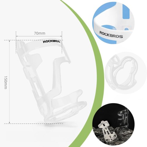Uchwyt rowerowy z poliwęglanu na butelkę bidon śr. 51-73 mm - biały ROCKBROS