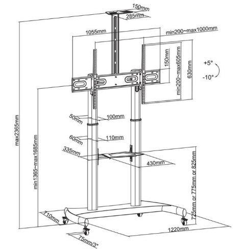 Wózek do monitora PLASMA-M1950E 60-100 cale 400x400-1000x600 100kg Neomounts