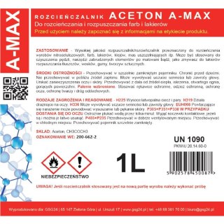 Aceton rozpuszczalnik zmywacz A-MAX 1L GSG24