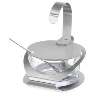 Cukiernica ze szkła i stali nierdzewnej z łyżeczką śr. 130mm wys. 90mm - Hendi 465370 Hendi