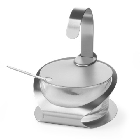 Cukiernica ze szkła i stali nierdzewnej z łyżeczką śr. 130mm wys. 90mm - Hendi 465370 Hendi