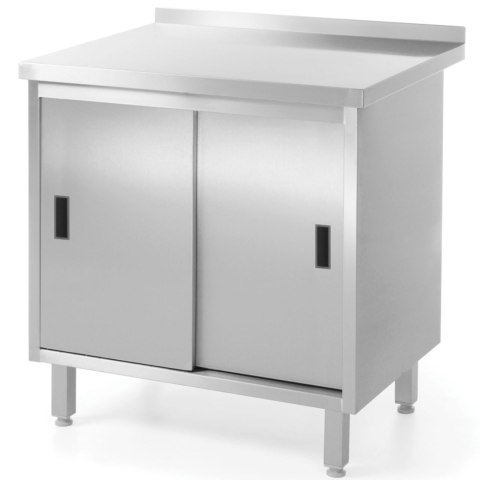 Stół blat roboczy kuchenny z szafką stalowy drzwi suwane 140x60cm - Hendi 811672 Hendi