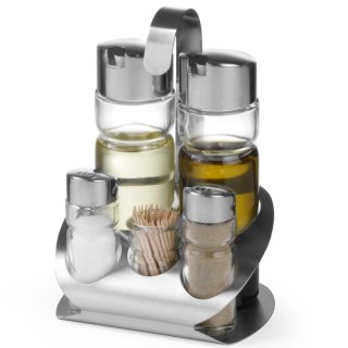 Zestaw do przypraw ze stali nierdzewnej sól pieprz oliwa ocet winny wykałaczki - Hendi 465363 Hendi