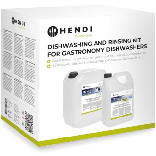 Płyn do mycia i płukania do zmywarkek gastronomicnych ZESTAW 10L + 5L Hendi