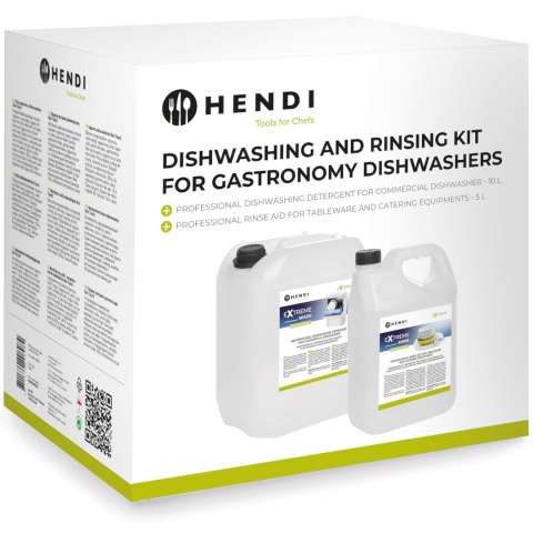 Płyn do mycia i płukania do zmywarkek gastronomicnych ZESTAW 10L + 5L Hendi