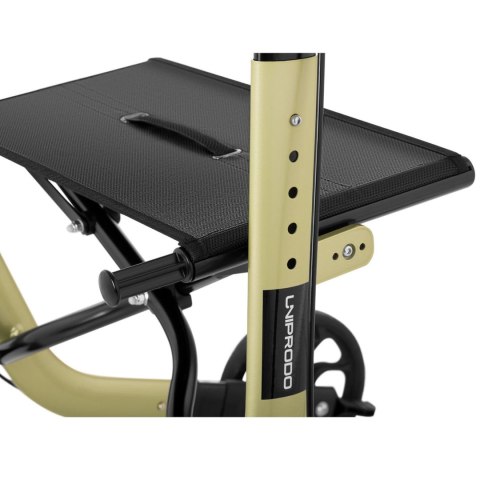 Balkonik chodzik podpórka dla seniora z siedziskiem i torbą na zakupy do 136kg - złoty UNIPRODO