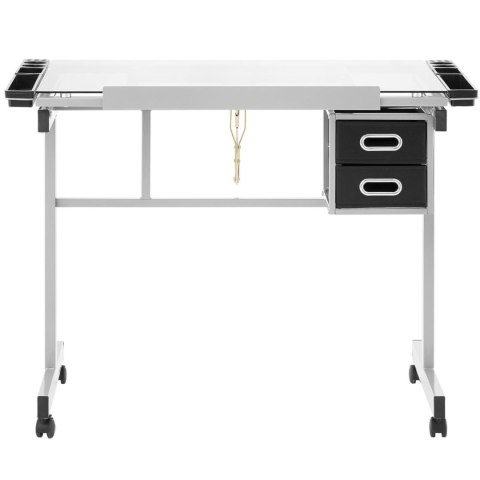 Biurko stół kreślarski szklany mobilny z szufladami do rysowania szkicowania 104x60 cm FROMMSTARCK