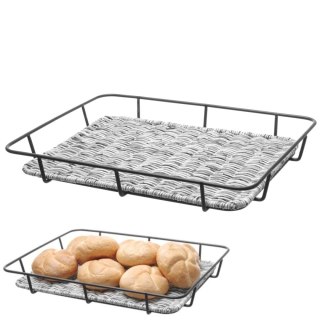 Kosz tacka na pieczywo z ramą ze stali nierdzewnej szary melanżowy 400x300x50 mm - Hendi 426524 Hendi