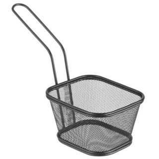 Koszyk do serwowania smażonych przekąsek frytek z uchwytem czarny 130x115x80 mm - Hendi 425695 Hendi