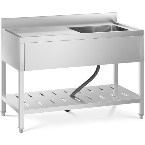 Zlew basen gastronomiczny jednokomorowy z półką i rantem prawy 120 x 60 x 94,5 cm Royal Catering