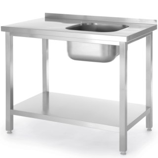 Basen zlew jednokomorowy z półką prawy Budget Line STAL 800 x 600 x 850 cm - Hendi 816998 Hendi