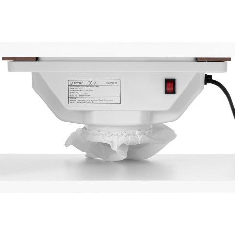 Biurko stolik do manicure kosmetyczny z pochłaniaczem pyłu i szafkami na kółkach 120x50x80 cm biały Physa