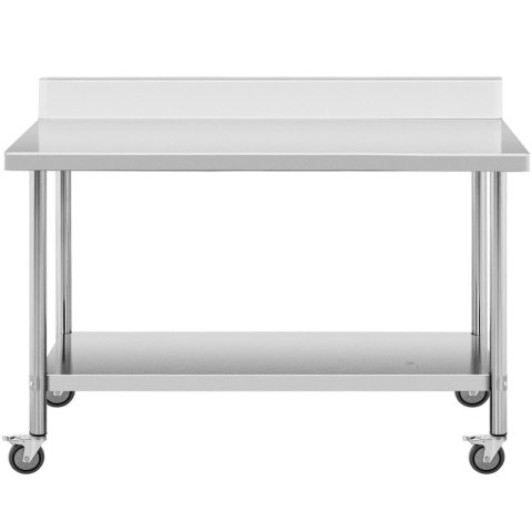 Stół metalowy gastronomiczny na kółkach z półką i rantem STAL 60 x 150 cm Royal Catering